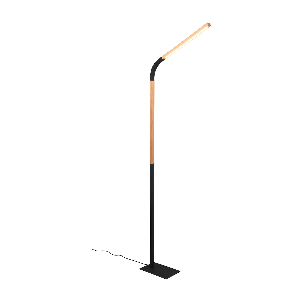 Norris LED Wooden Floor Lamp – Matt Black