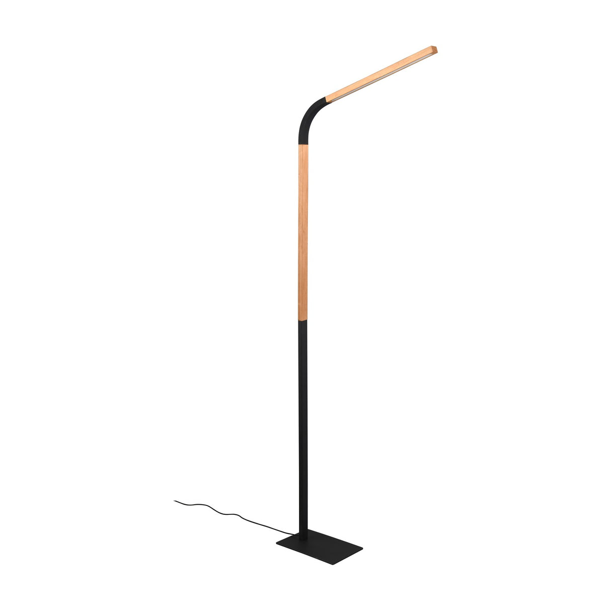 Norris LED Wooden Floor Lamp – Matt Black