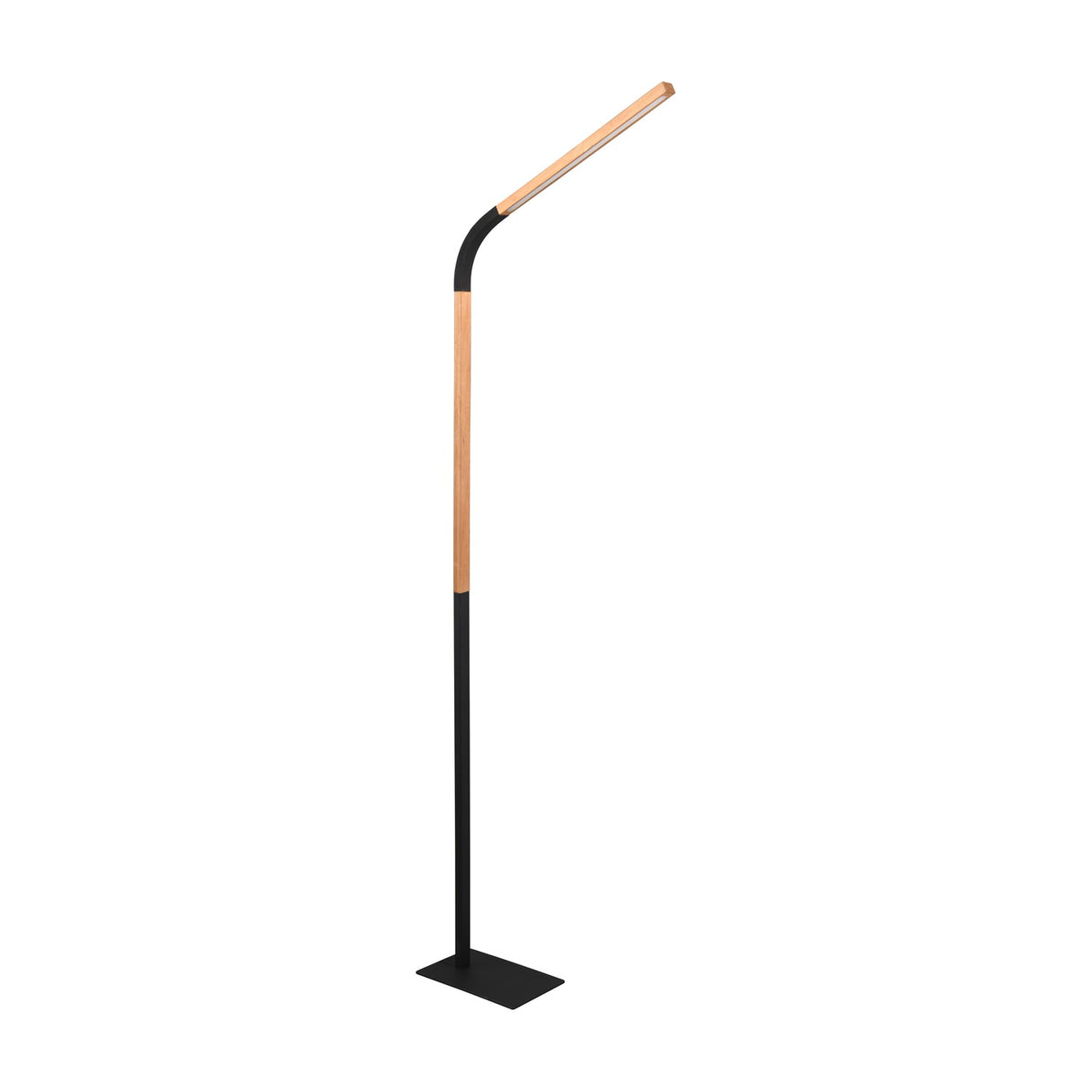 Norris LED Wooden Floor Lamp – Matt Black