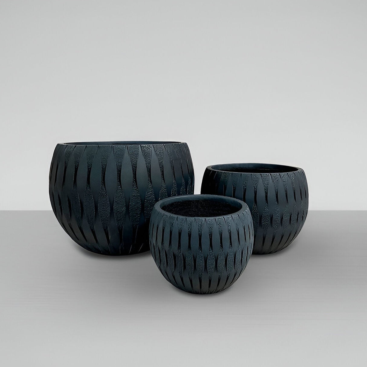 Yuca Set 3 Fiberclay Planters - Black