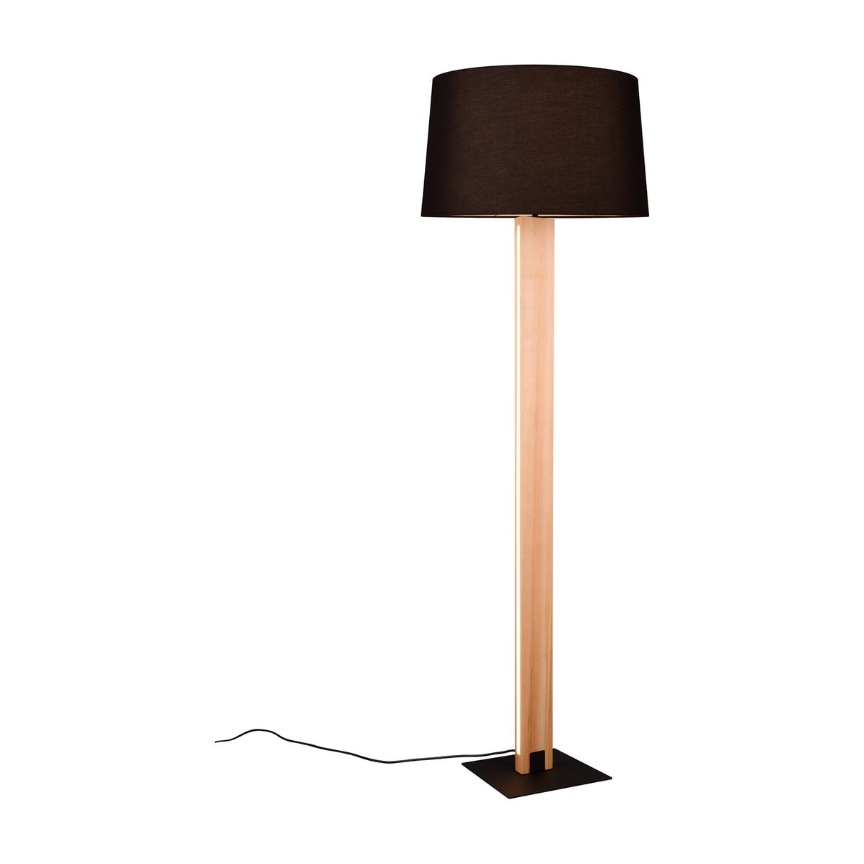 Rahul 2 Light Wooden Floor Lamp – Matt Black