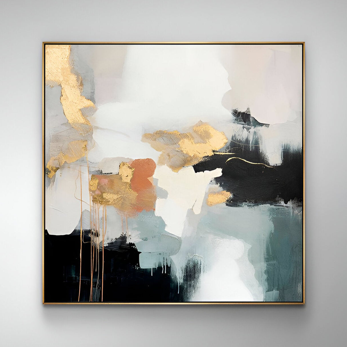 Expresion Gold & Charcoal Abstract Acrylic Painting – 100×cm