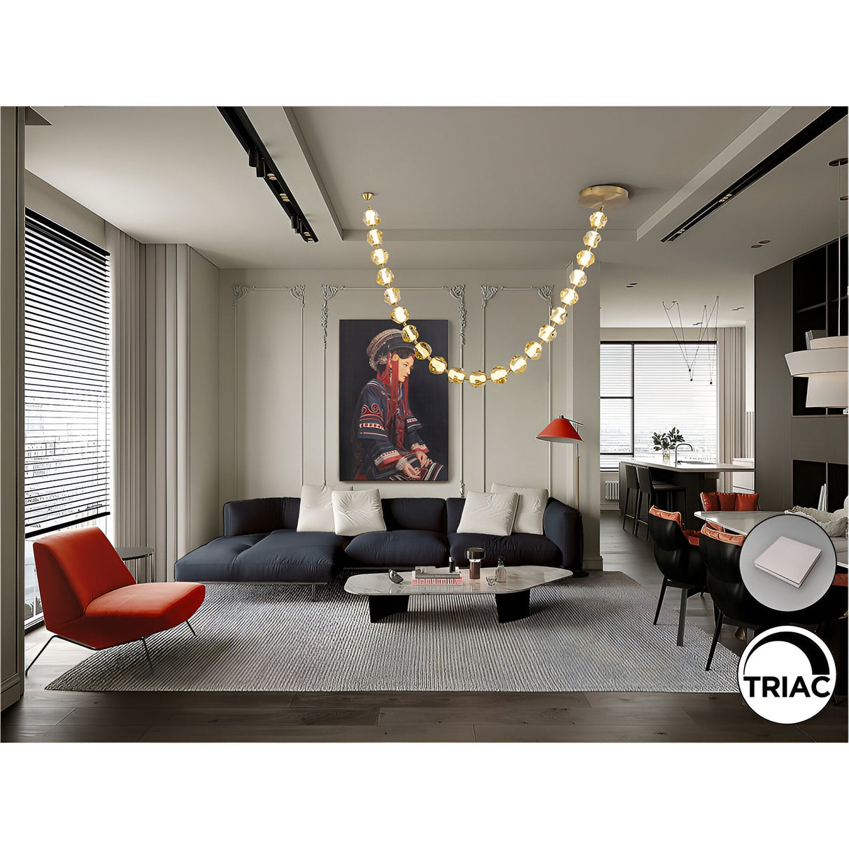 Zaria II Dimmable LED Small Suspension Light 105W 3000K - Gold