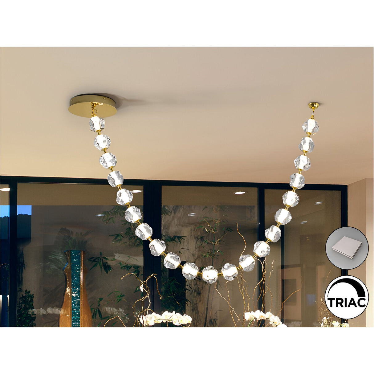 Zaria II Dimmable LED Small Suspension Light 105W 3000K - Gold/Transparent