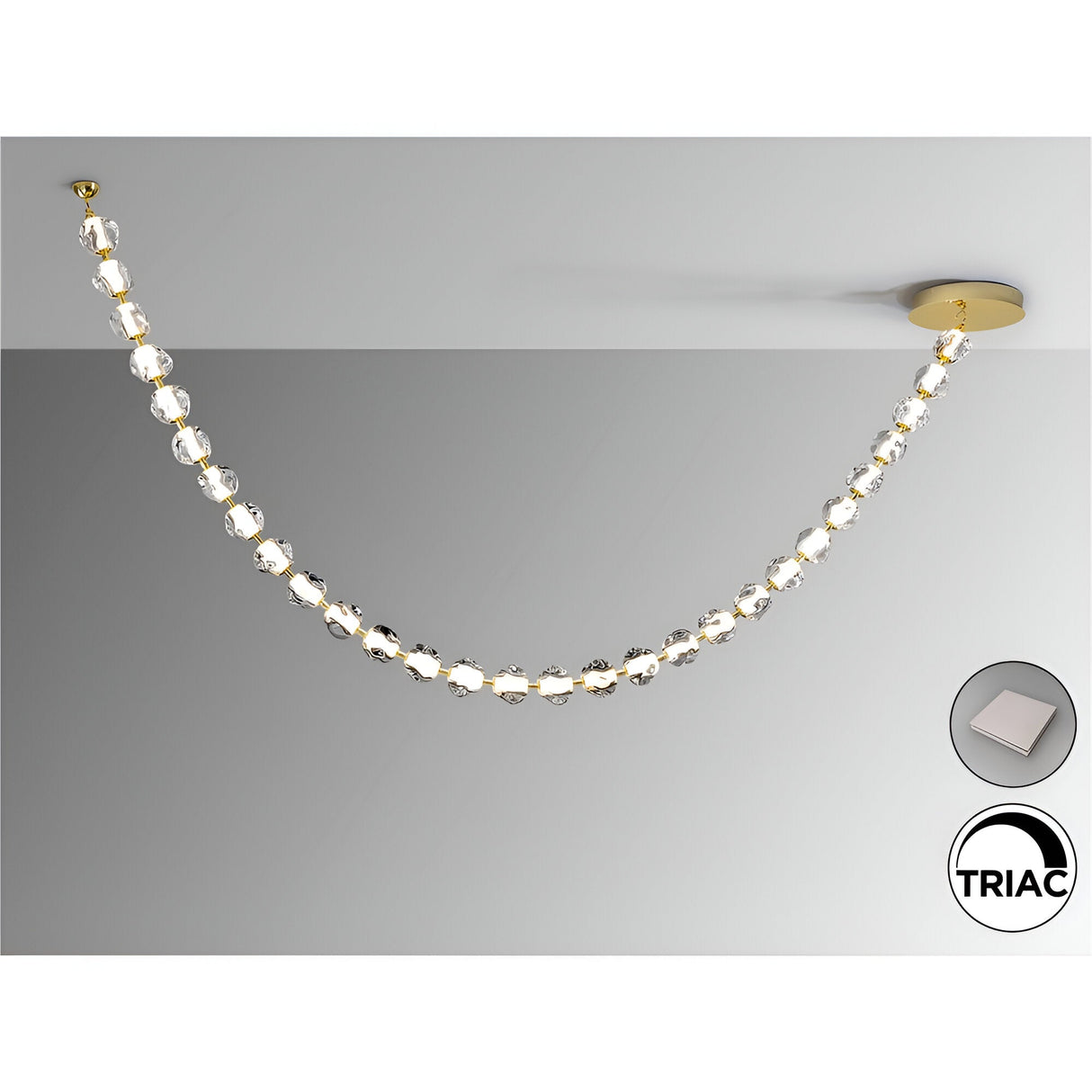 Zaria II Dimmable LED Large Suspension Light 105W 3000K - Gold/Transparent