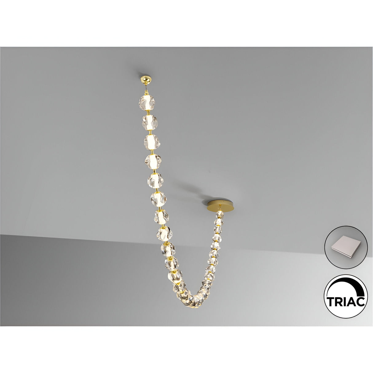 Zaria II Dimmable LED Large Suspension Light 105W 3000K - Gold/Transparent