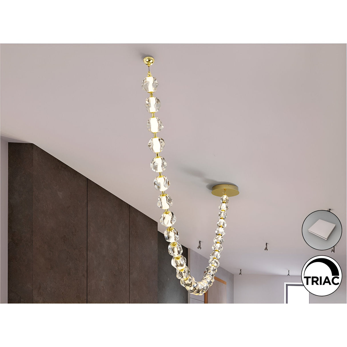 Zaria II Dimmable LED Large Suspension Light 105W 3000K - Gold/Transparent
