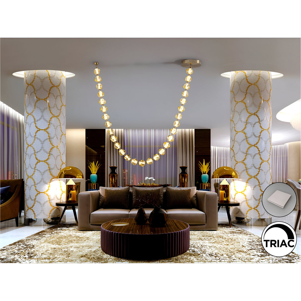 Zaria II Dimmable LED Large Suspension Light 105W 3000K - Gold
