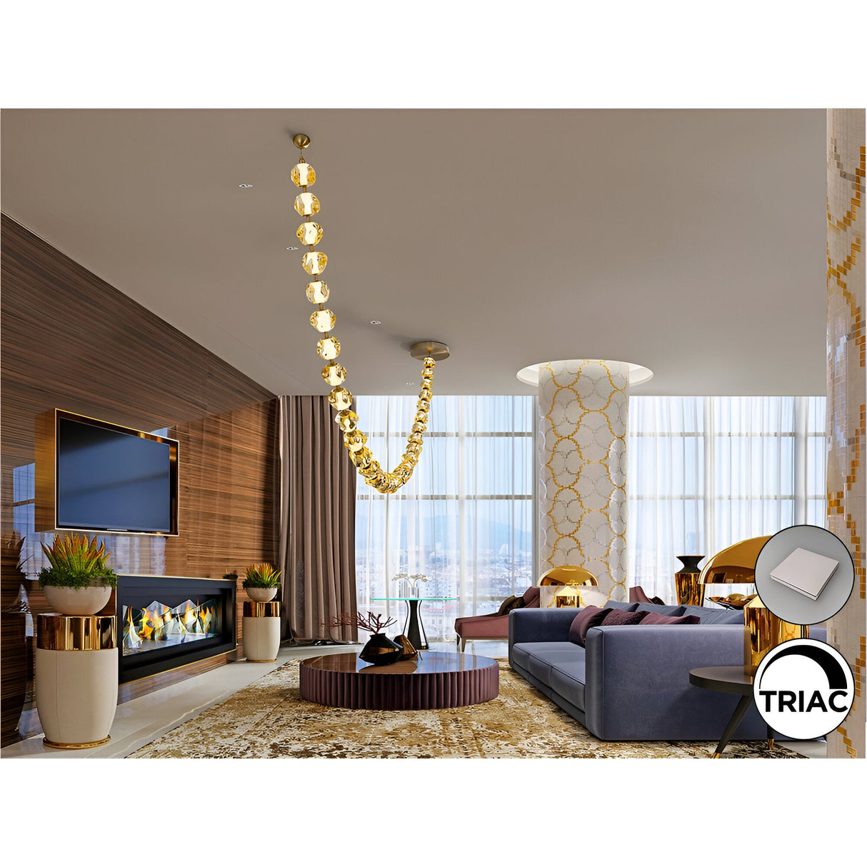 Zaria II Dimmable LED Large Suspension Light 105W 3000K - Gold