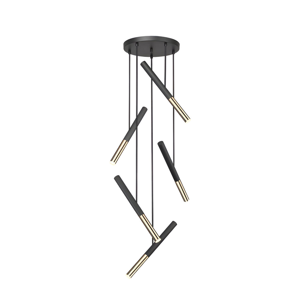 Edna 5 Light Dimmable LED Small Cluster Pendant Light 25W 3000K - Black/ Gold