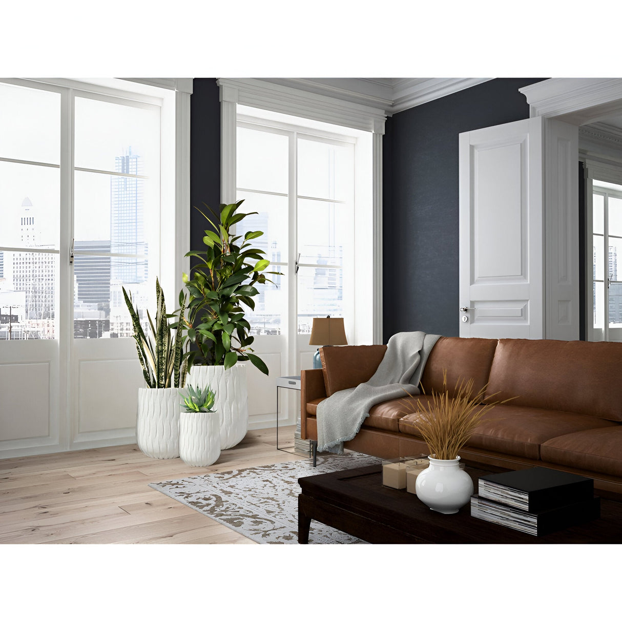 Jazmin Set 3 Fiberclay Planters - White