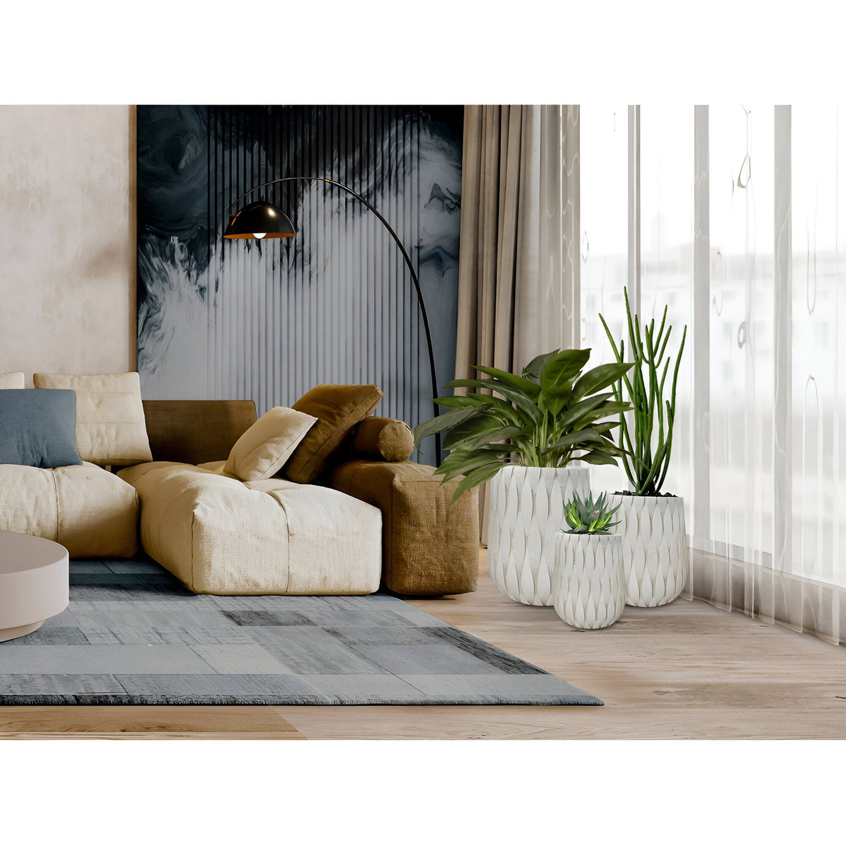 Jazmin Set 3 Fiberclay Planters - Beige