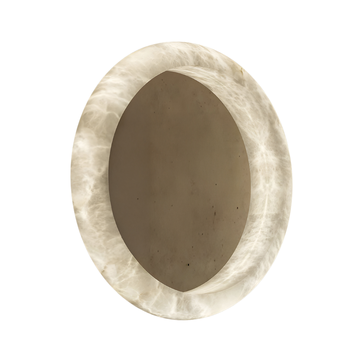 Elyra LED Round Alabaster Mirror Light - Soft Ivory