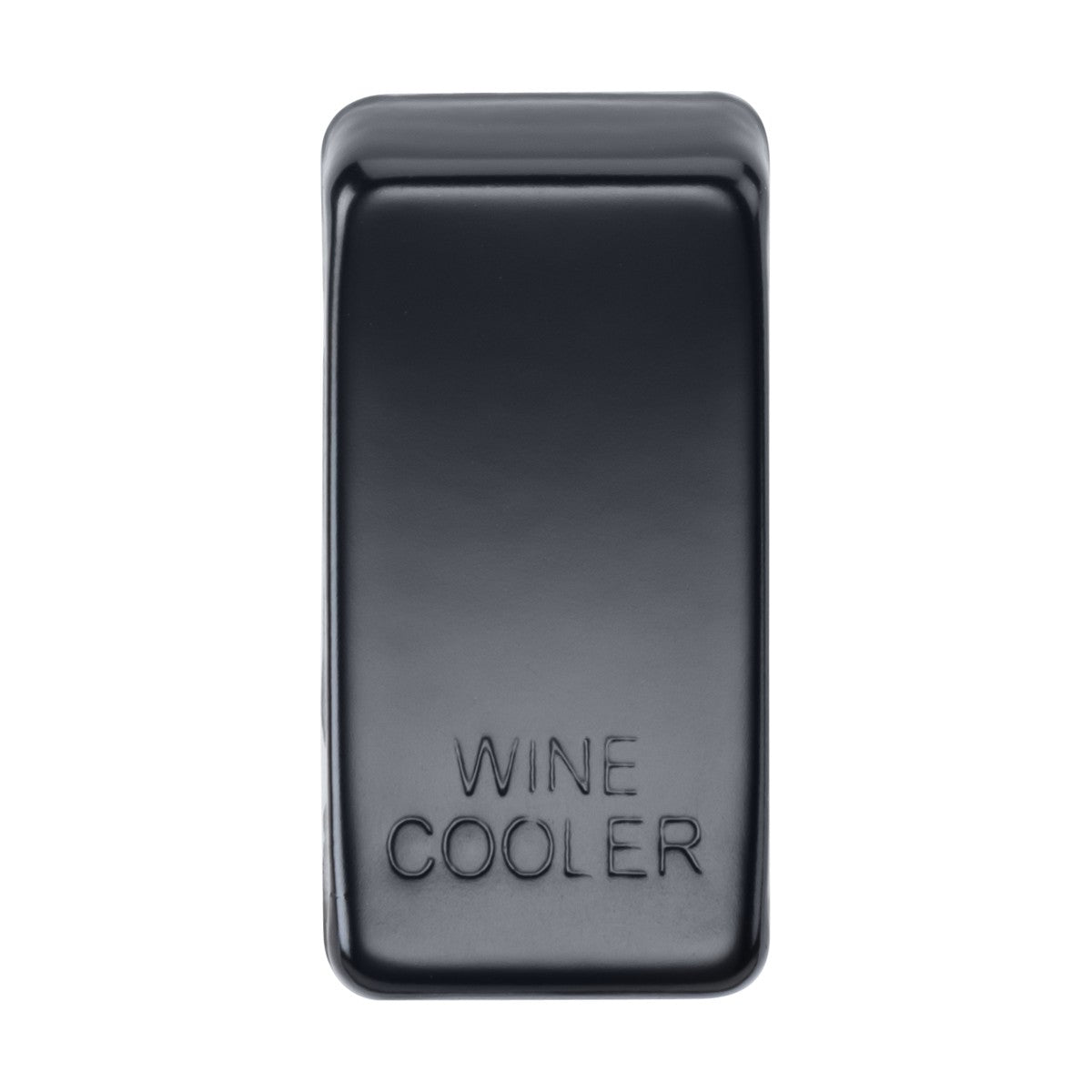 A sleek, rectangular switch cover finished in a stylish Matt Black with "WINE COOLER" embossed on the front.