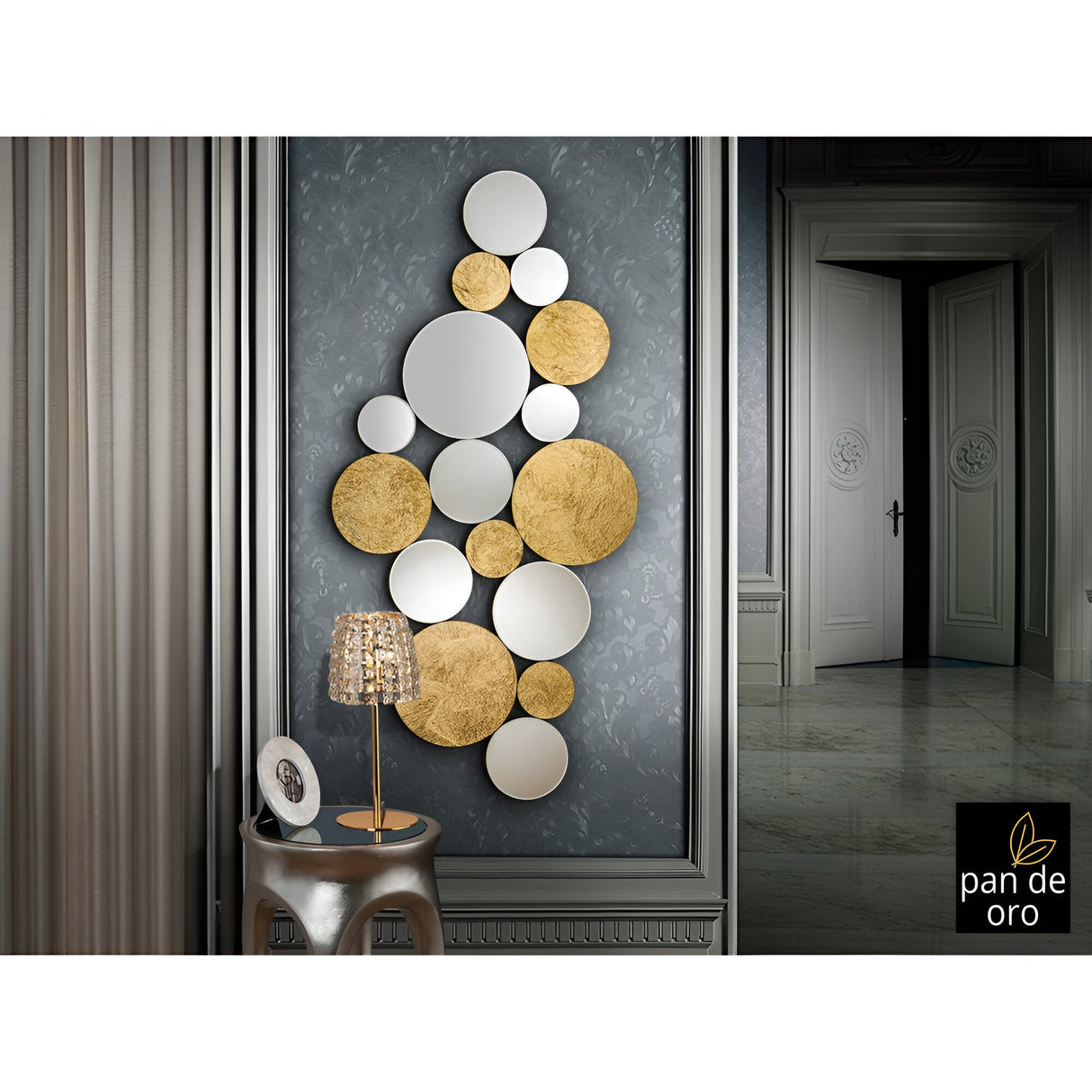 Cirze Circle Rectangle Cluster Wall Mirror Gold - 120x59cm