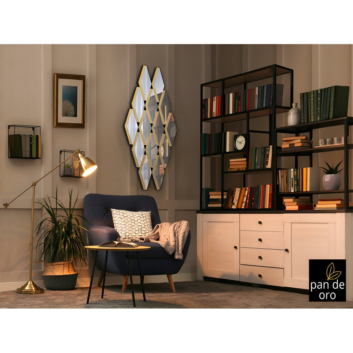 Romulo Rhombus Cluster Wall Mirror Gold - 120x60cm