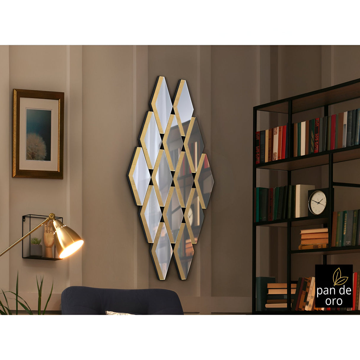 Romulo Rhombus Cluster Wall Mirror Gold - 120x60cm