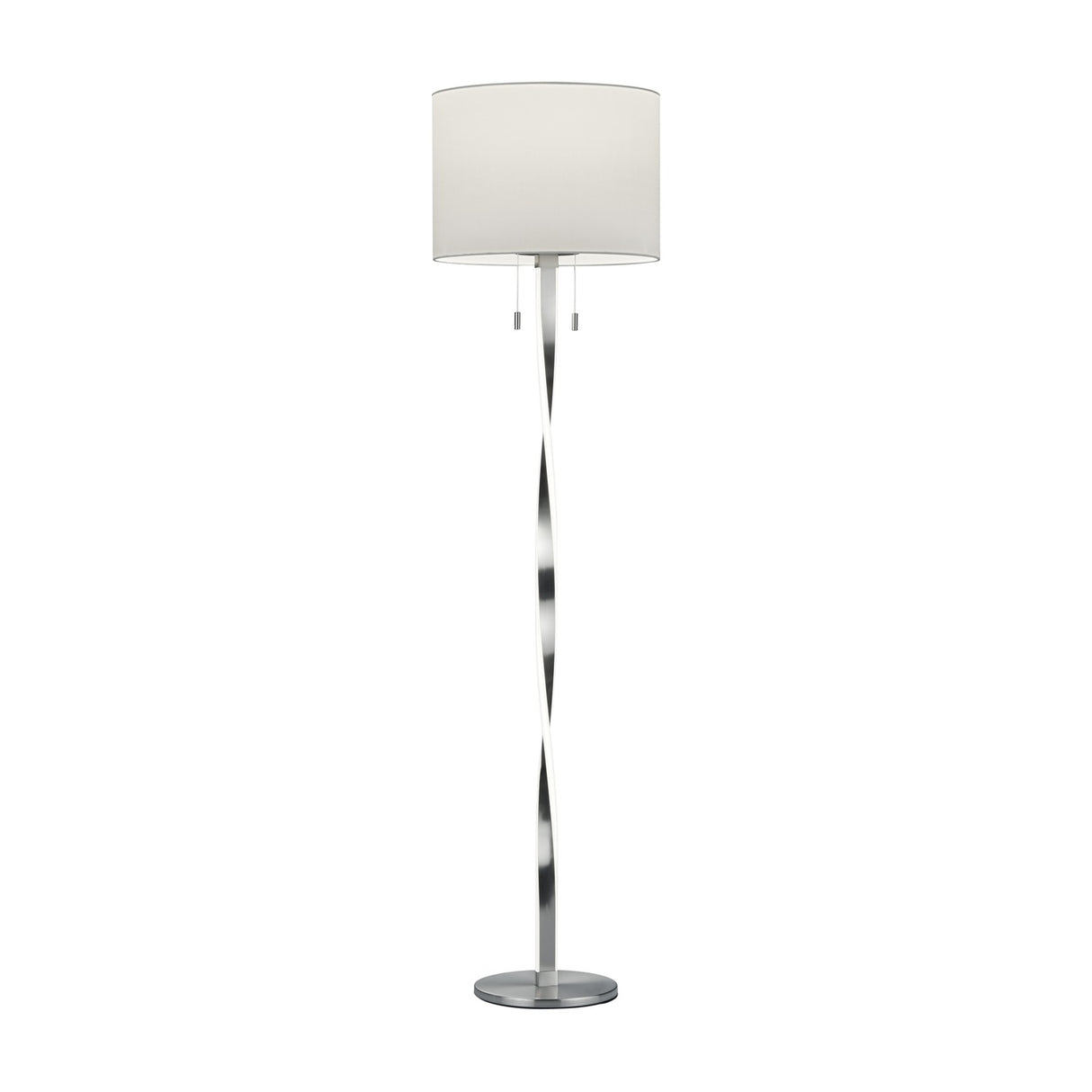 Nandor LED Fabric Floor Lamp – Satin Nickel