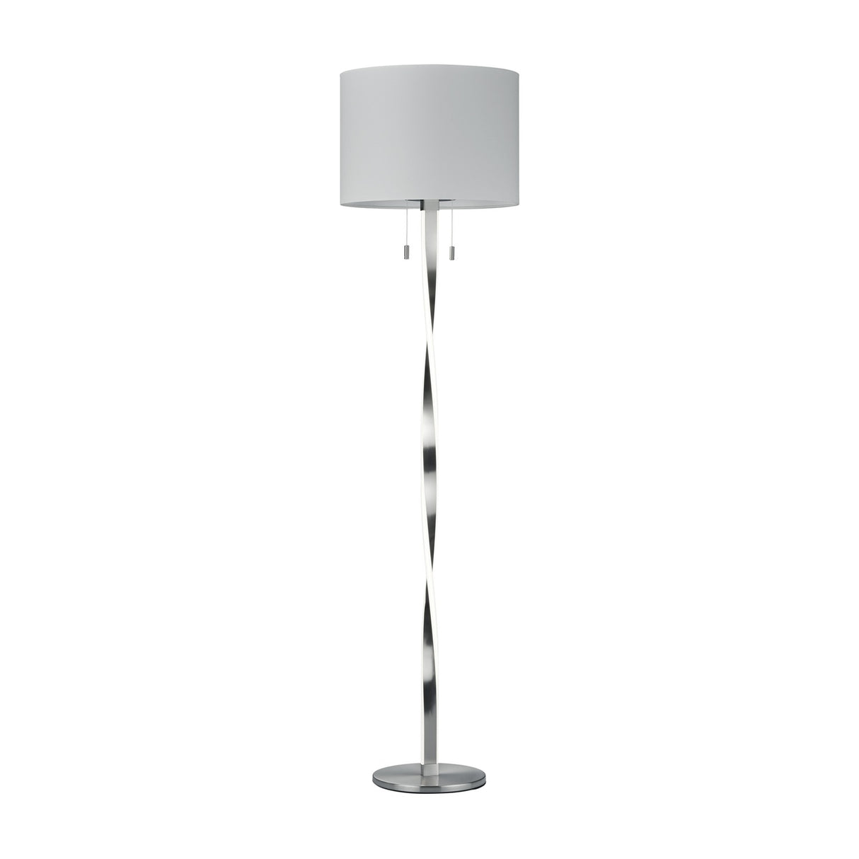 Nandor LED Fabric Floor Lamp – Satin Nickel