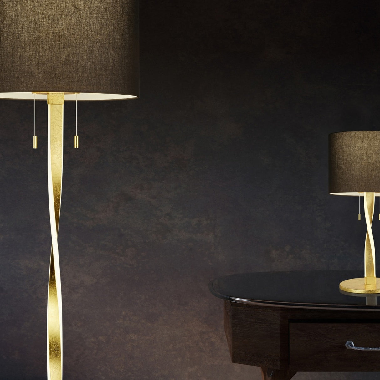 Nandor LED Fabric Floor Lamp – Gold