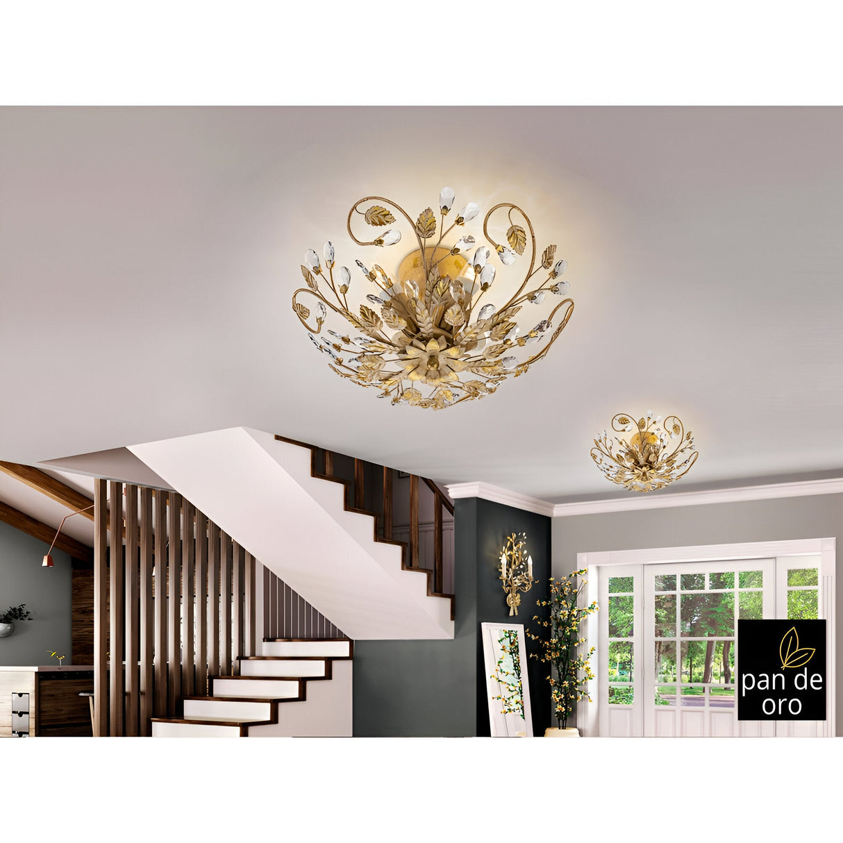 Verdi 3 Light Flush - Ivory/Gold