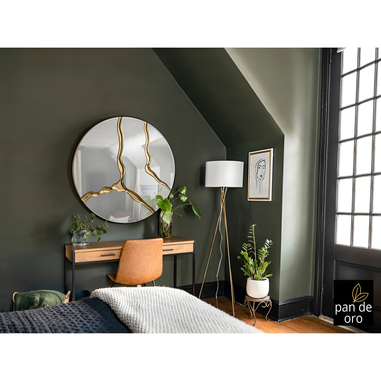 Surcos Circle Wall Mirror Gold - 100cm