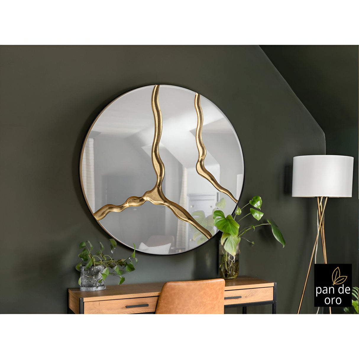Surcos Circle Wall Mirror Gold - 100cm