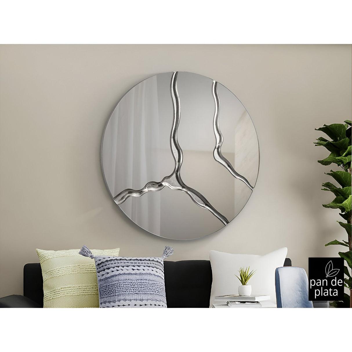 Surcos Circle Wall Mirror Silver - 100cm