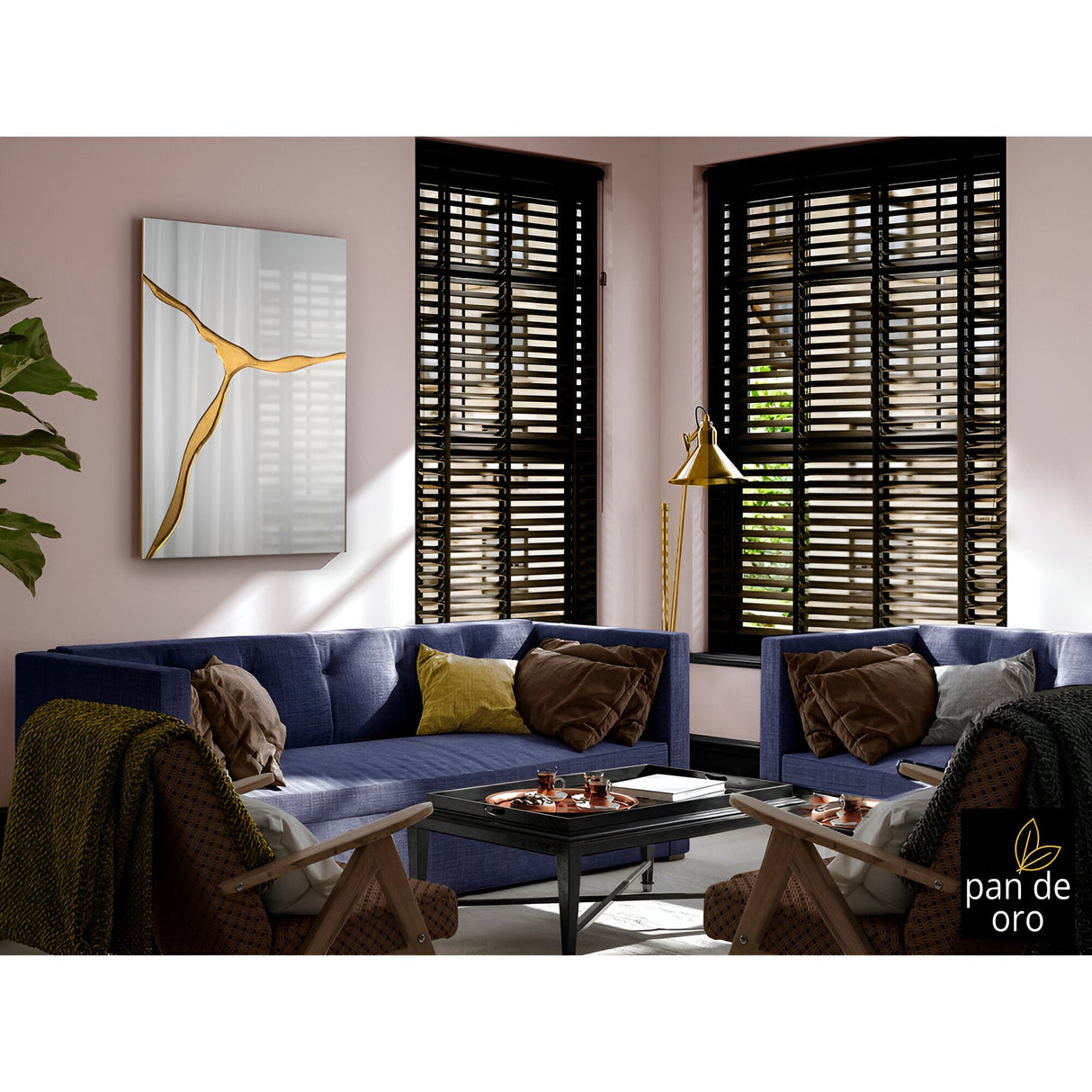 Surcos Rectangle Wall Mirror Gold - 120x80cm