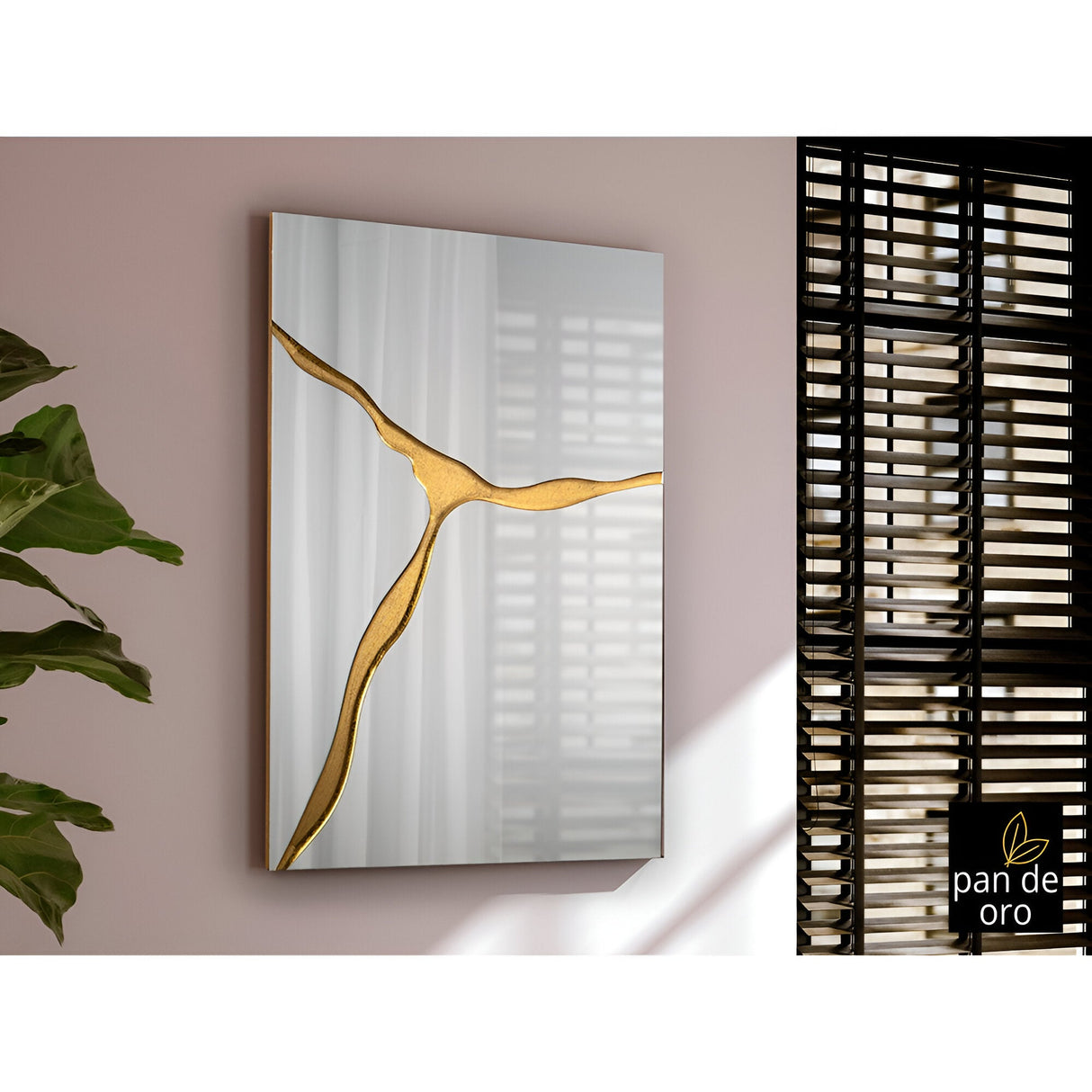 Surcos Rectangle Wall Mirror Gold - 120x80cm