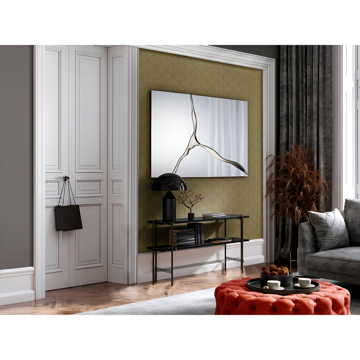 Surcos Rectangle Wall Mirror Silver - 120x80cm