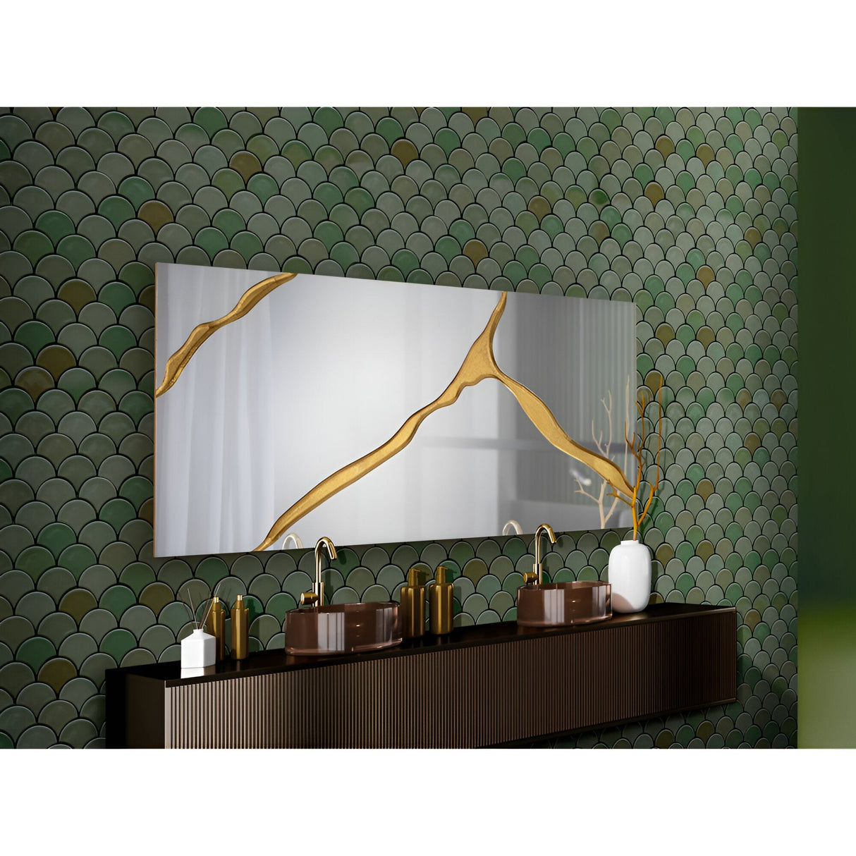 Surcos Rectangle Wall Mirror Gold - 180x80cm