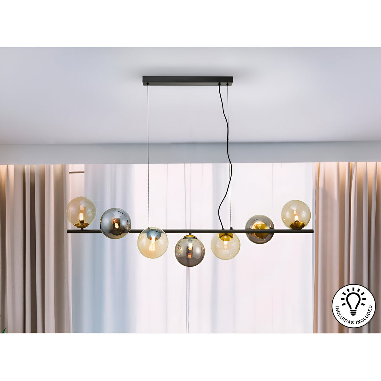 Inoa 7 Light Linear Suspension - Smoked Black/Amber