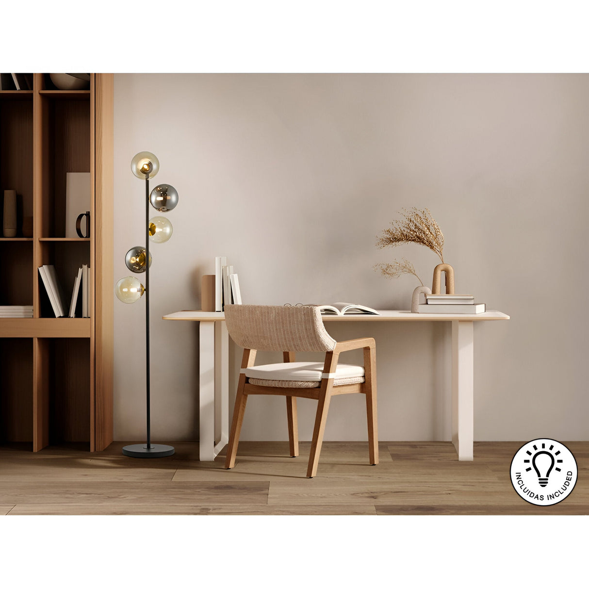 Inoa Glass Floor Lamp - Black/Amber