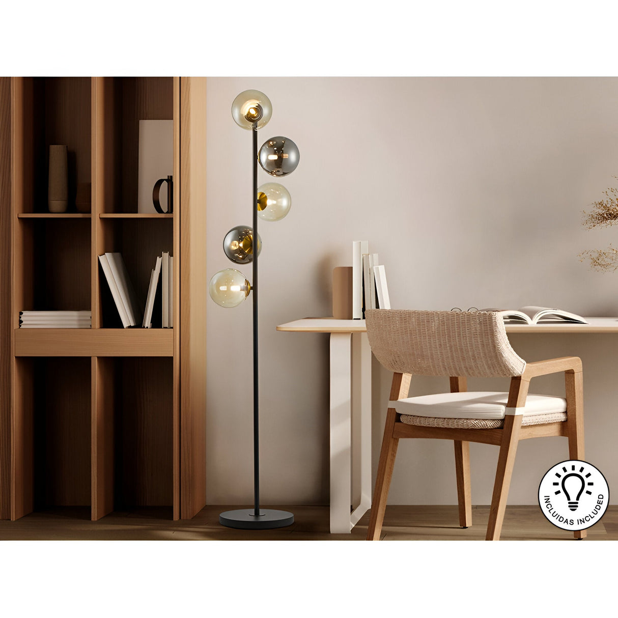 Inoa Glass Floor Lamp - Black/Amber