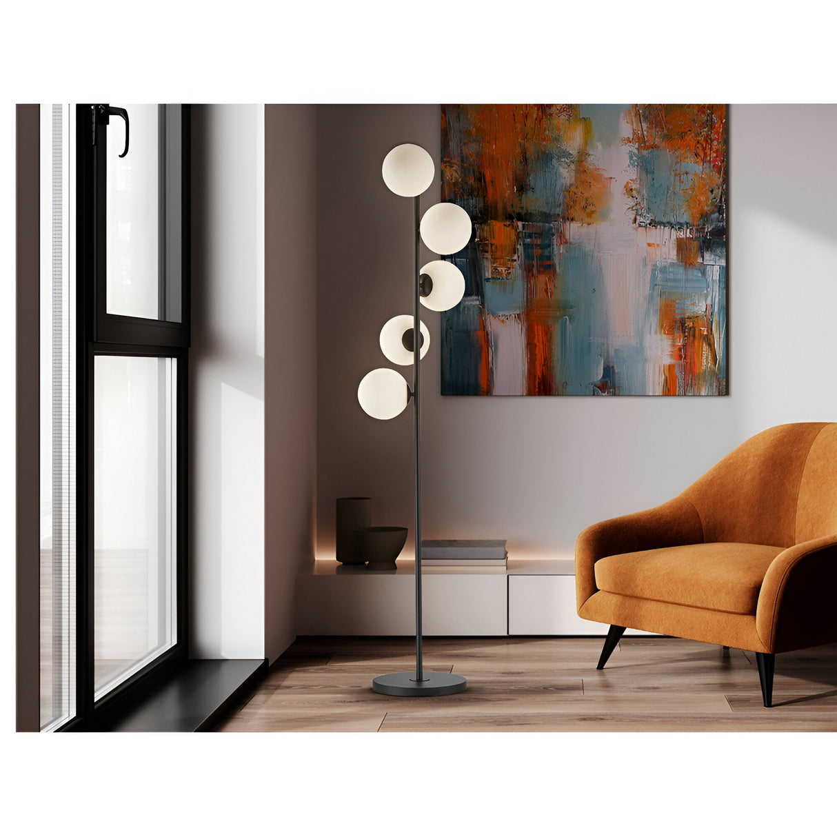 Inoa Glass Floor Lamp - Black/Opal