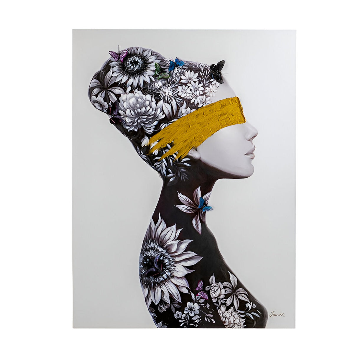 Perfil I Floral Profile Acrylic Painting - 90x120cm