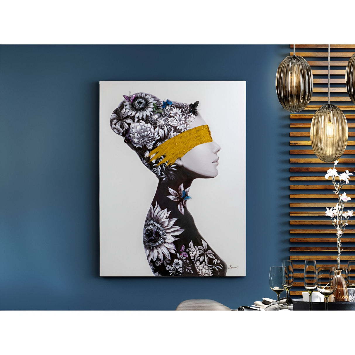 Perfil I Floral Profile Acrylic Painting - 90x120cm