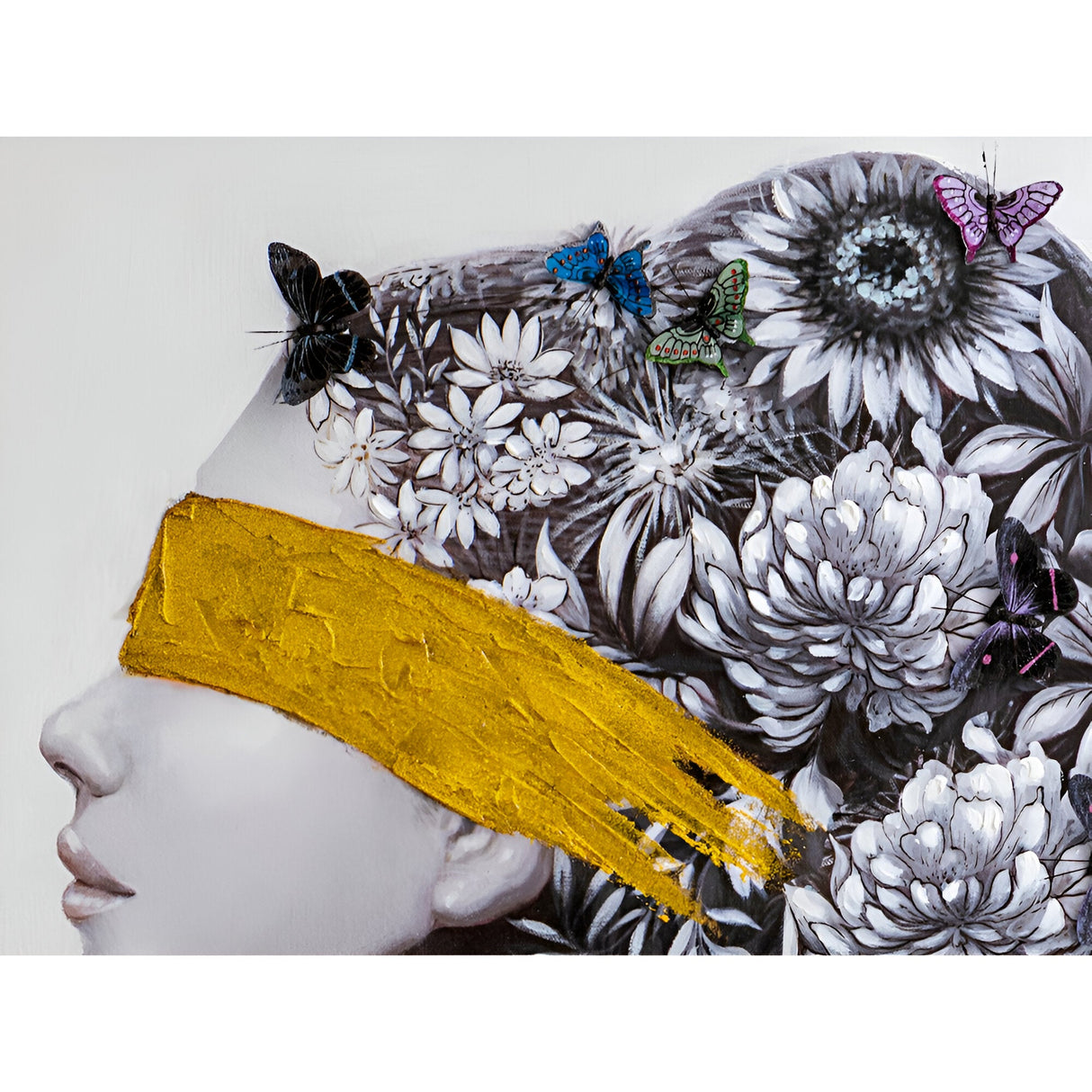 Perfil II Floral Profile Acrylic Painting - 90x120cm