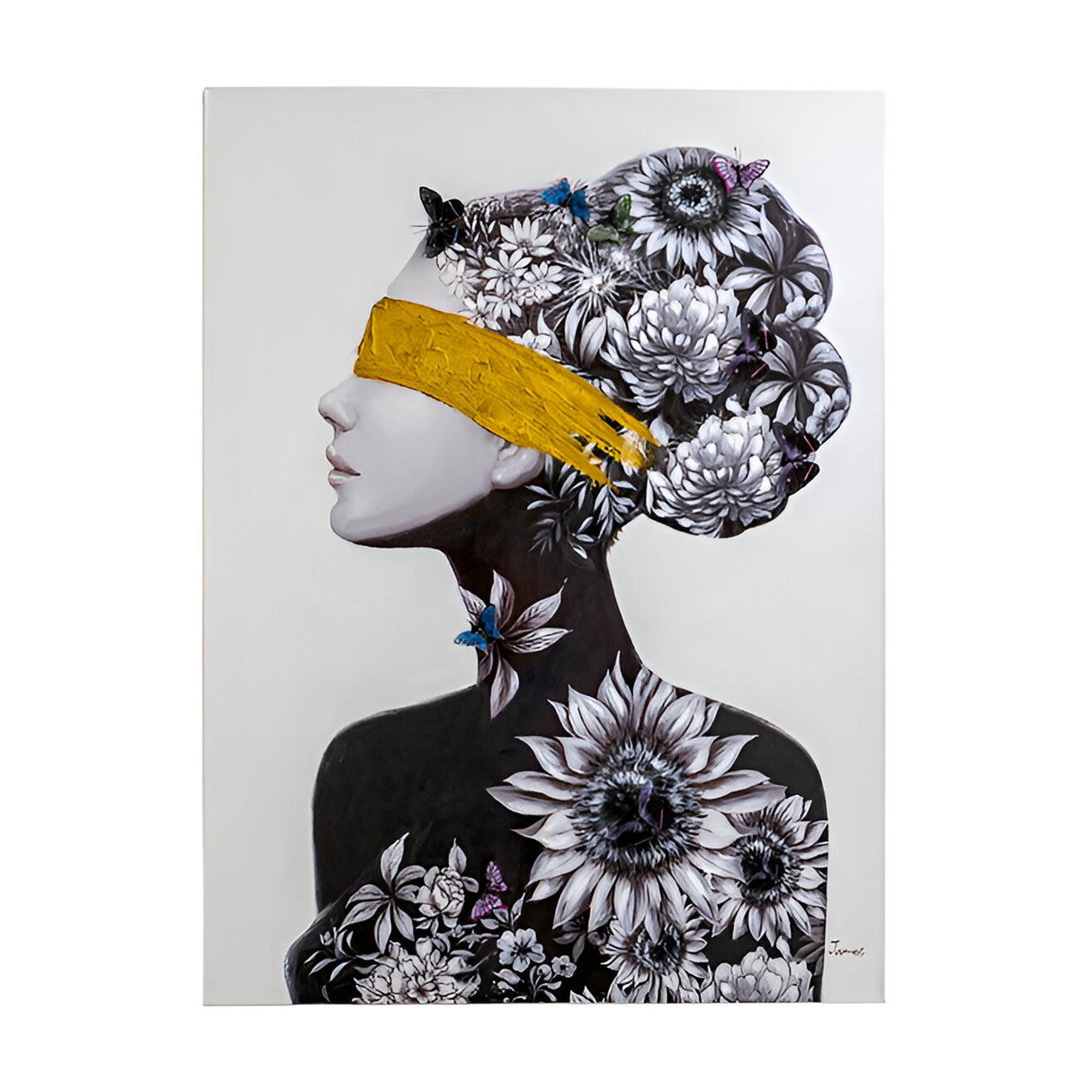 Perfil II Floral Profile Acrylic Painting - 90x120cm