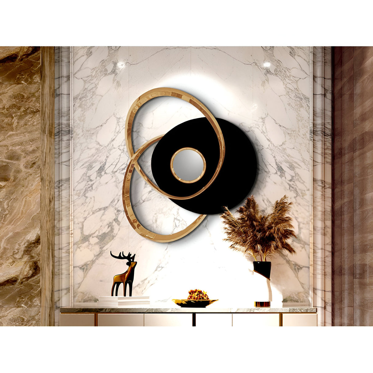 Trio Black & Rose Gold Stainless Steel Wall Art - 83x73cm