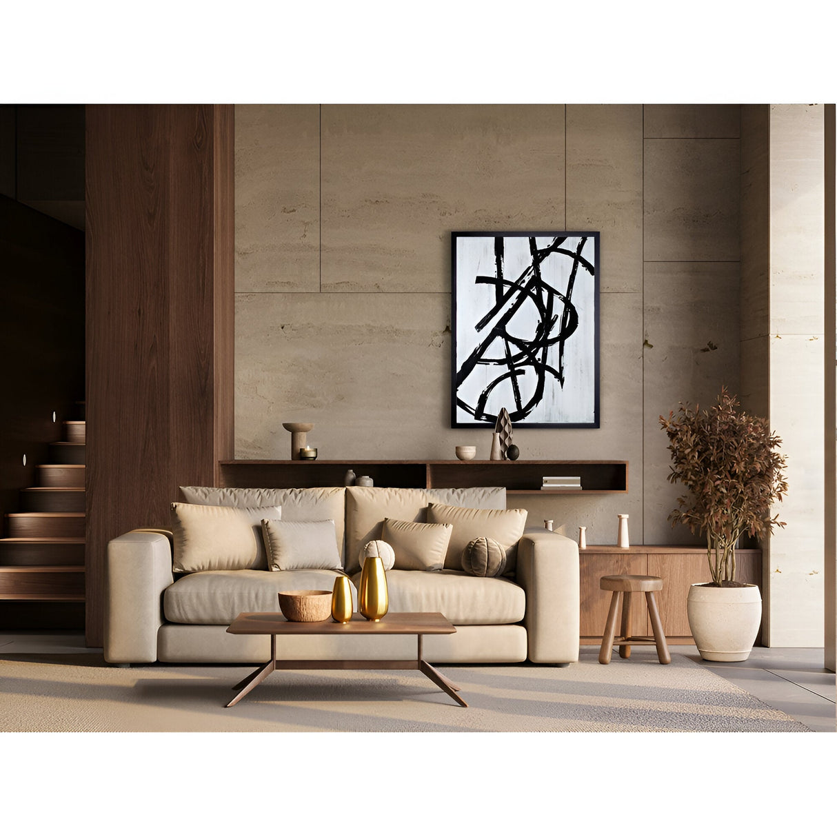 Graphos Blanco Abstract Composition - 100x75cm