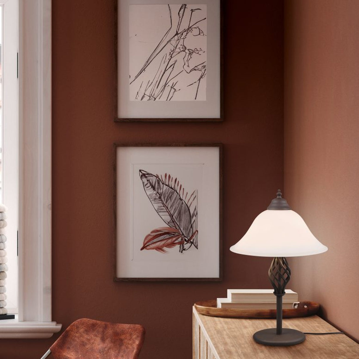 Rustica 2 Light Glass Table Lamp – Rust