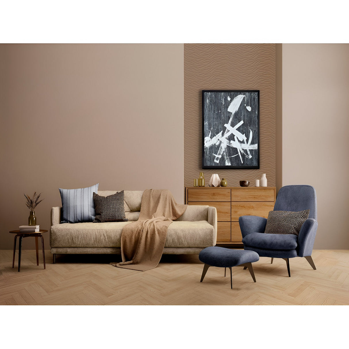 Graphos Black Abstract Composition - 100x75cm