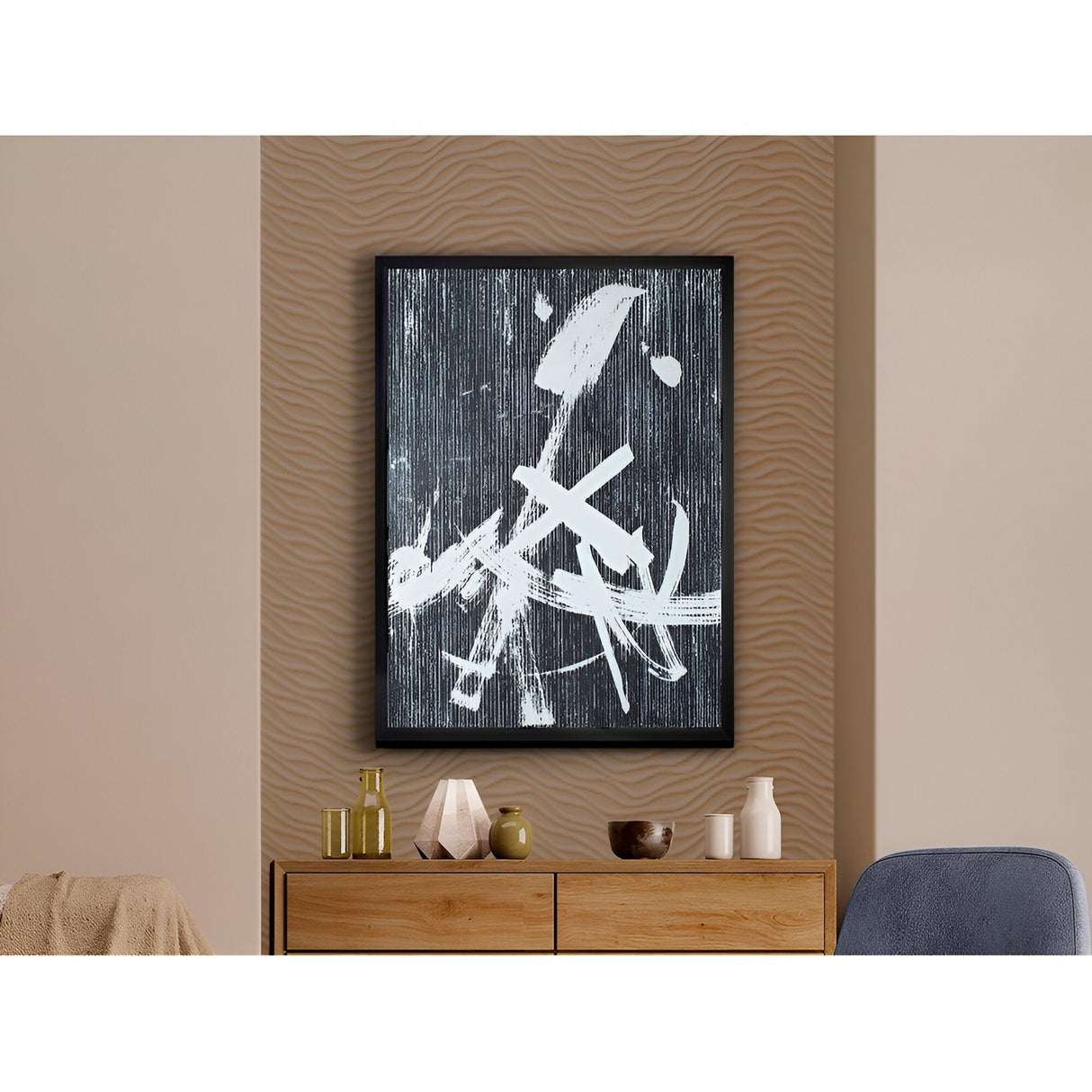 Graphos Black Abstract Composition - 100x75cm