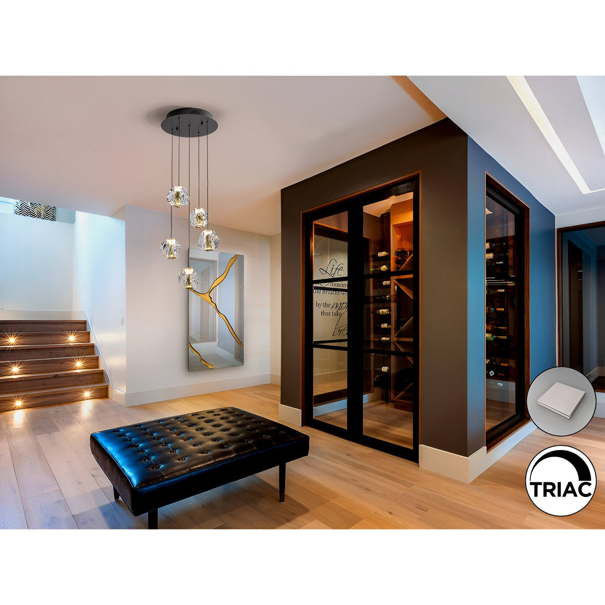 Zaria 5 Light Dimmable LED Cluster Pendant Light 21W 3000K - Transparent