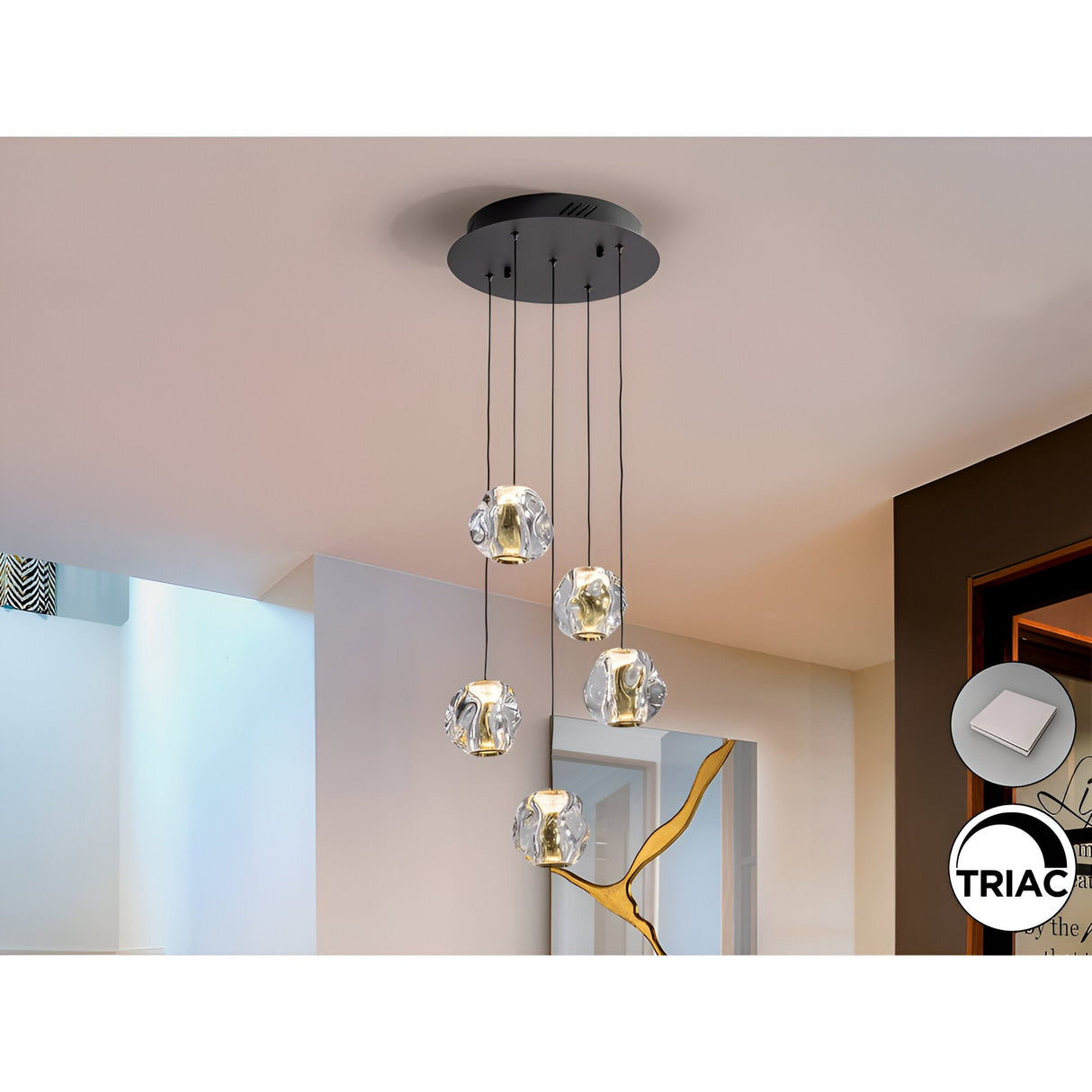 Zaria 5 Light Dimmable LED Cluster Pendant Light 21W 3000K - Transparent