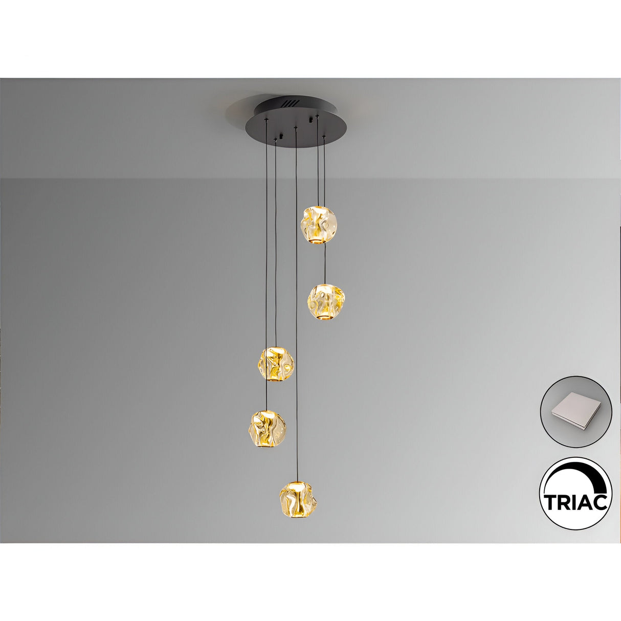 Zaria 5 Light Dimmable LED Cluster Pendant Light 21W 3000K - Gold