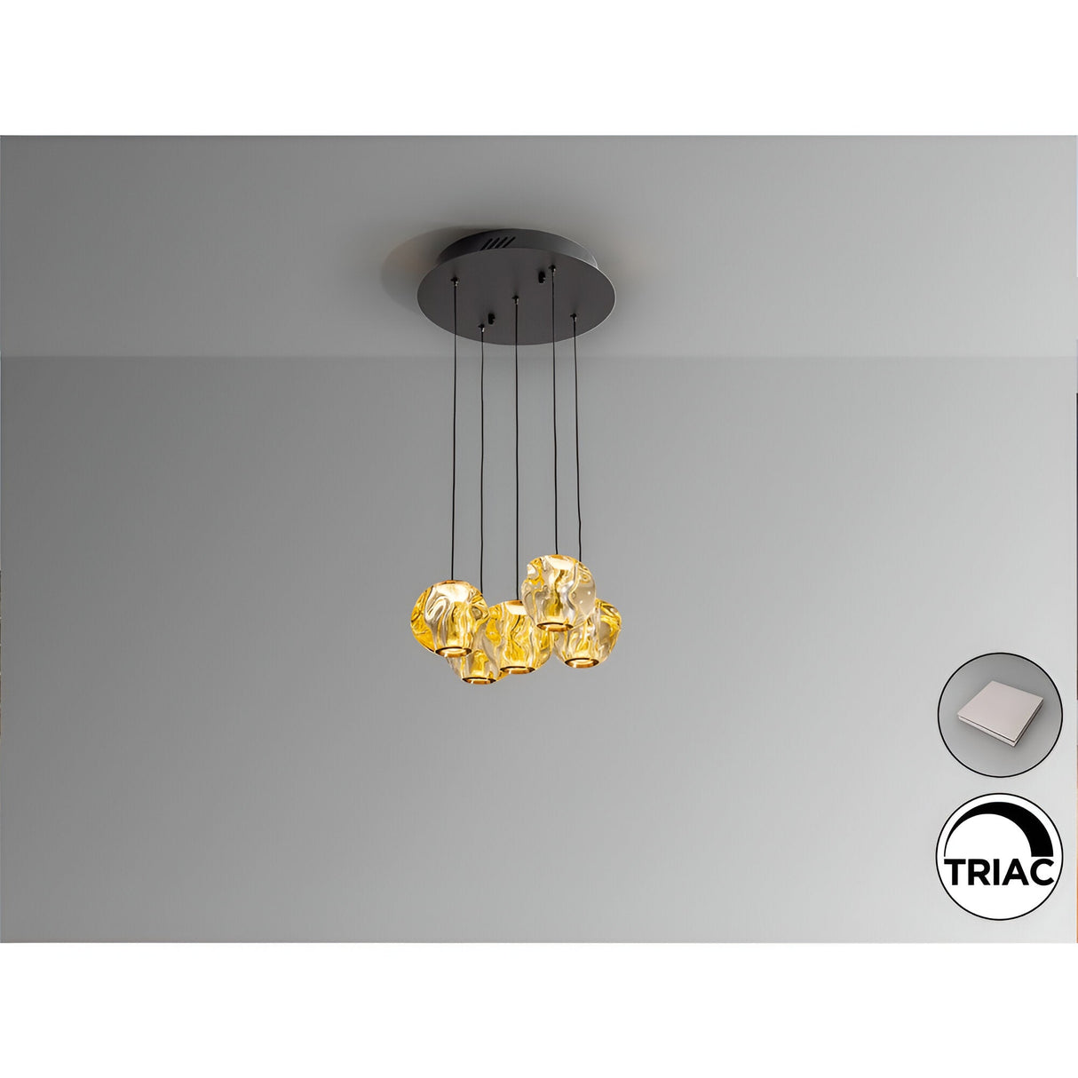 Zaria 5 Light Dimmable LED Cluster Pendant Light 21W 3000K - Gold