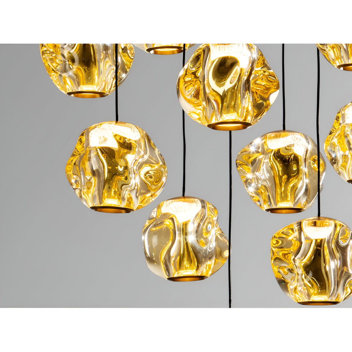 Zaria 13 Light Dimmable LED Cluster Pendant Light - Black/Gold (With Remote Control)